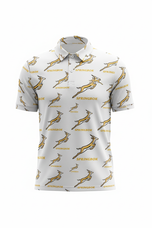 Springbok GolfShirt white variant 3D realistic mockup